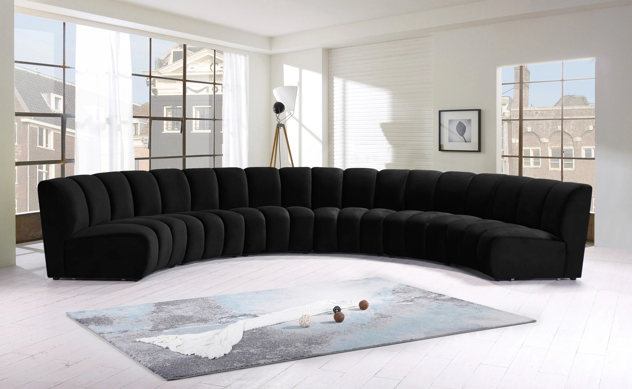 Infinity Black Velvet 6pc. Modular Sectional