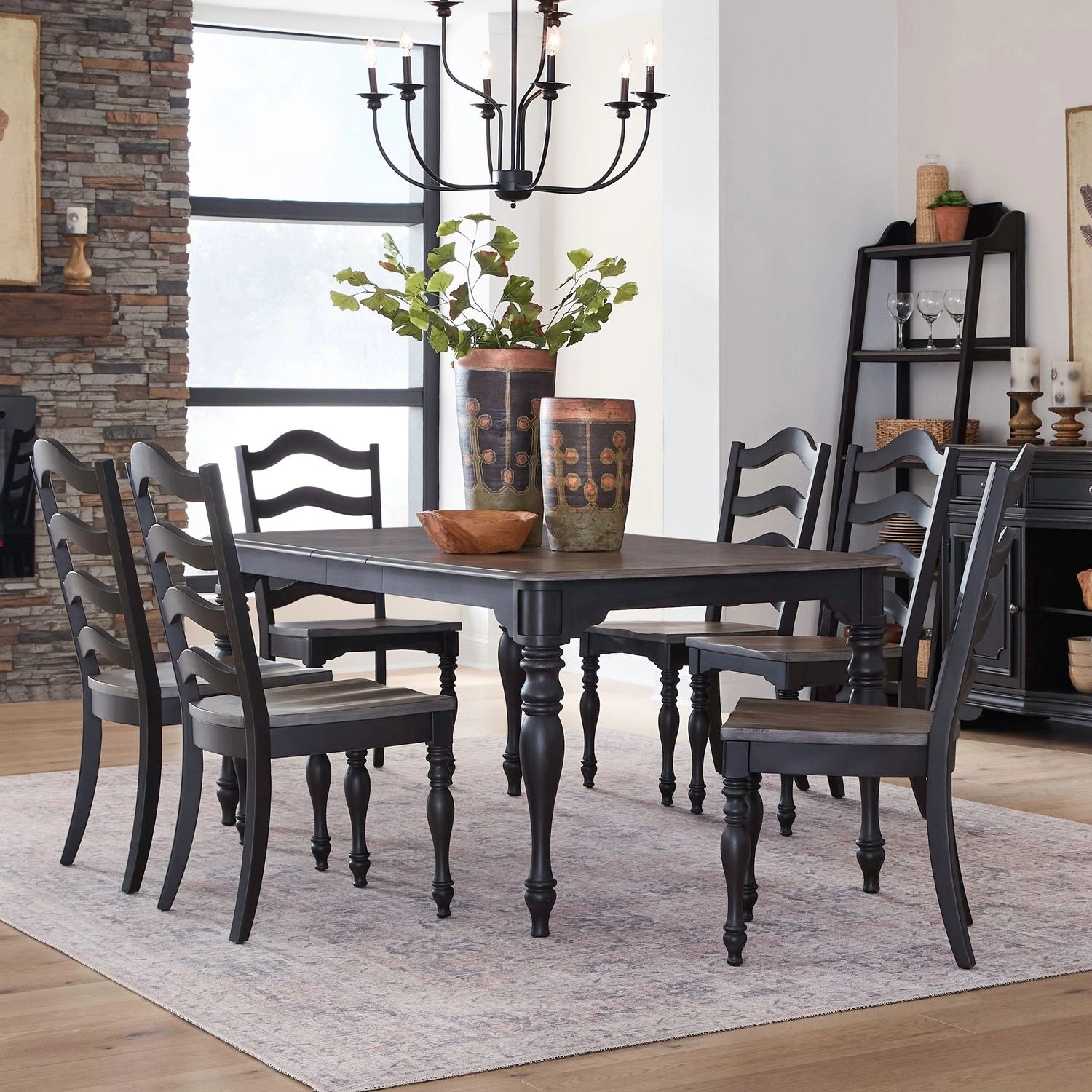 Magnolia Manor 7 Piece Leg Table Set image