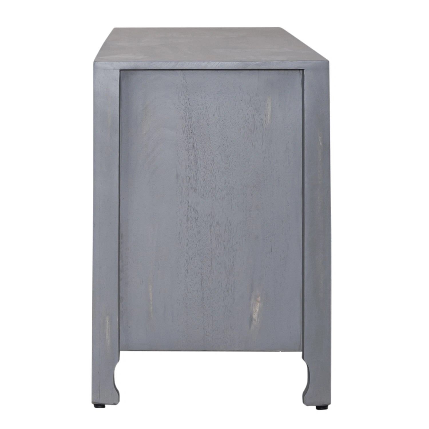 Marisol 65 Inch 3 Door Accent TV Stand in Weathered Honey and Soft Wash Gray image
