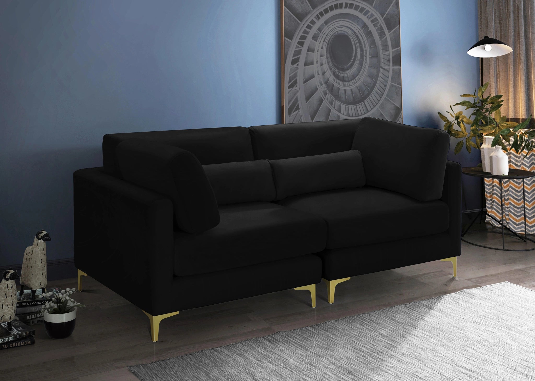 Julia Black Velvet Modular Sofa