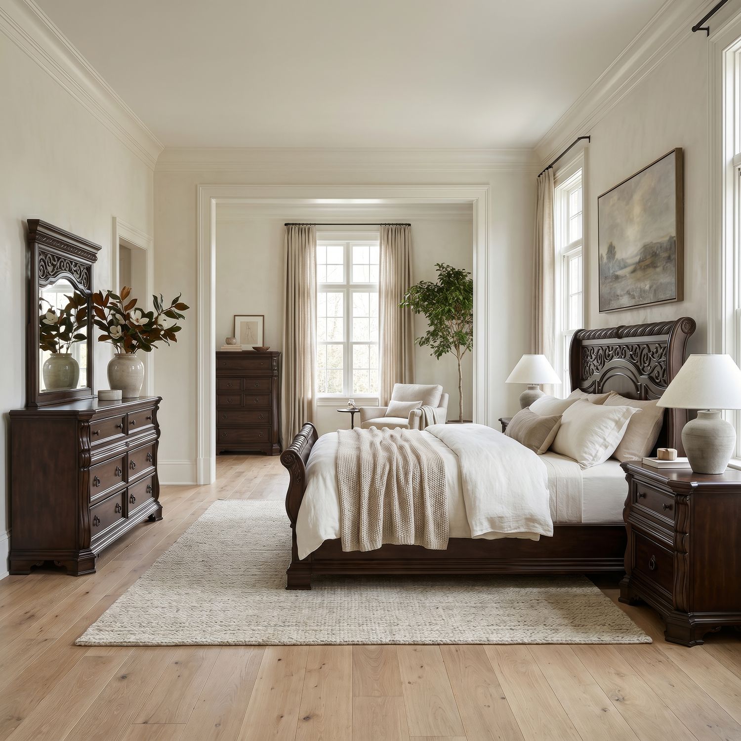 Arbor Place King Sleigh Bed, Dresser & Mirror, Chest, Night Stand image