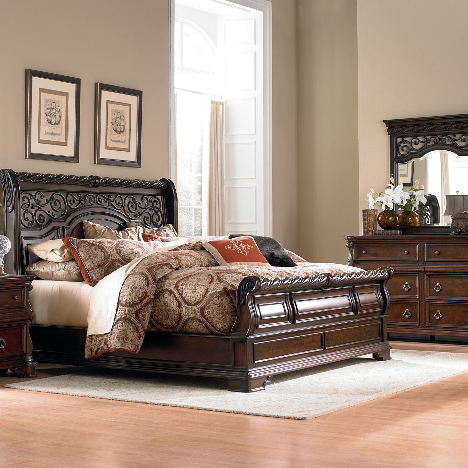Arbor Place Queen Sleigh Bed, Dresser & Mirror image