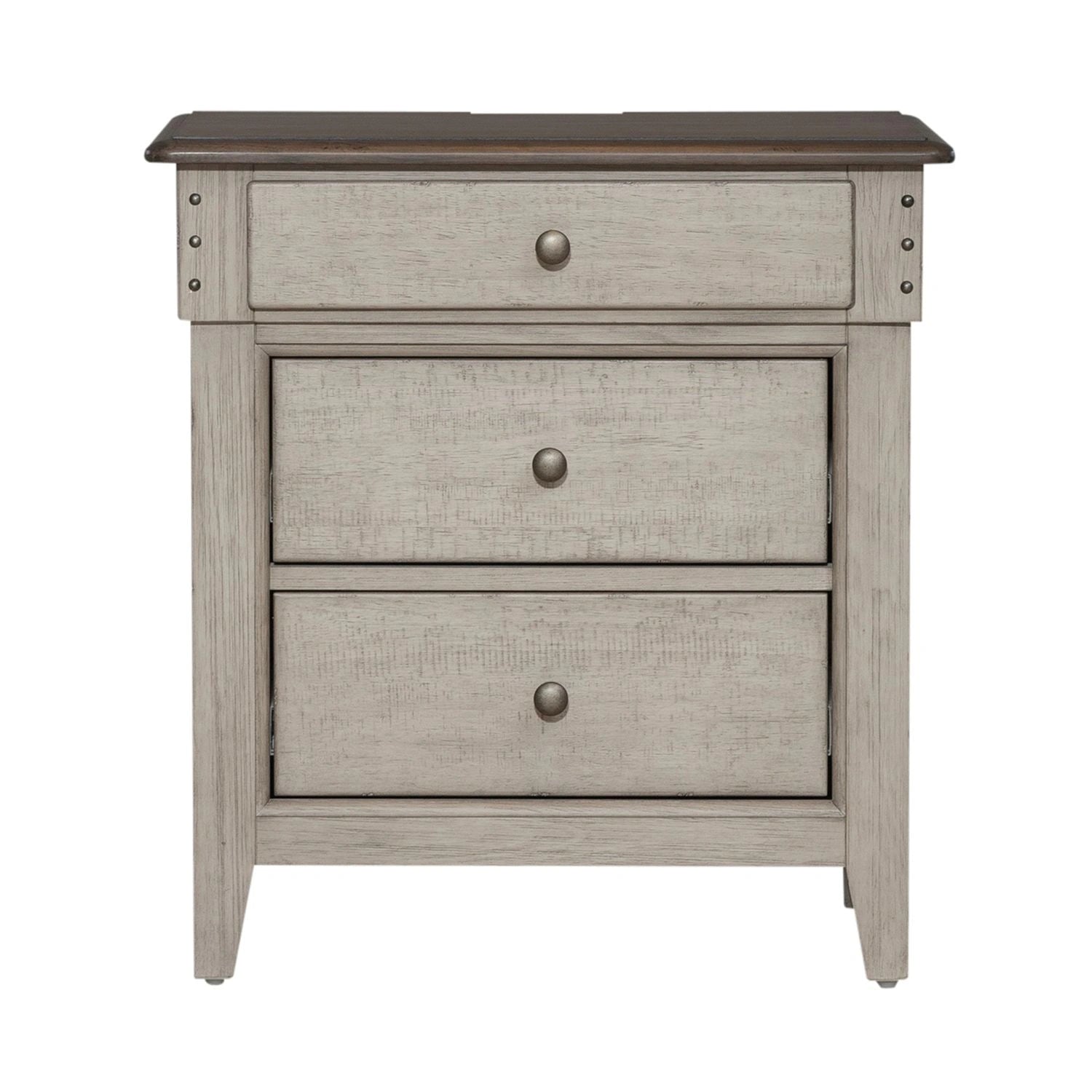 Ivy Hollow 3 Drawer Nightstand w/ Charging Station in Weathered Linen image