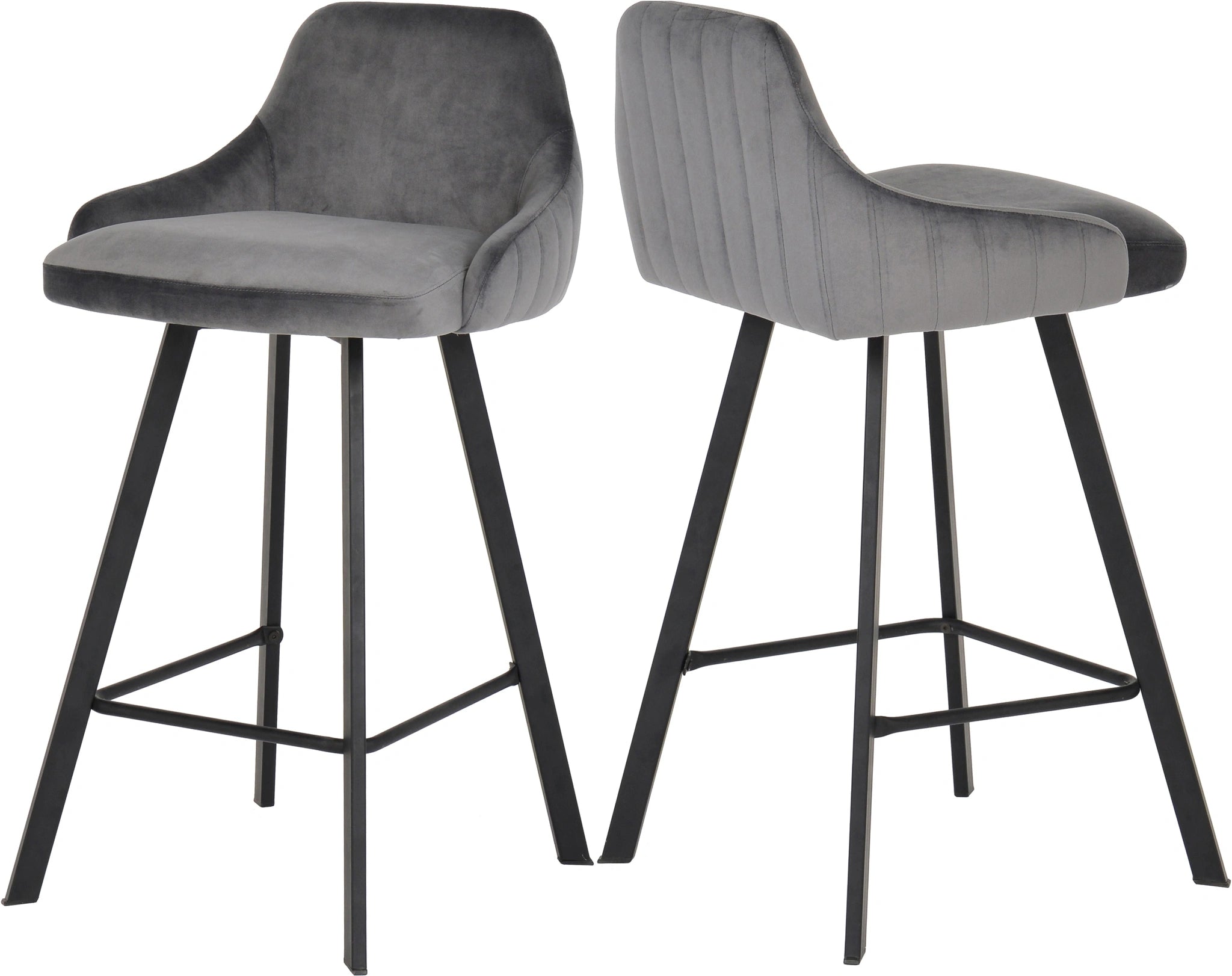 Viviene Grey Velvet Stool