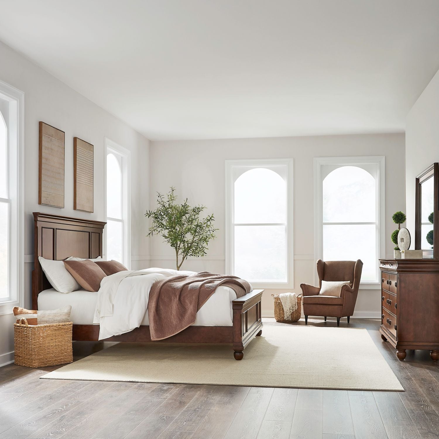 Rustic Traditions King California Panel Bed, Dresser & Mirror image