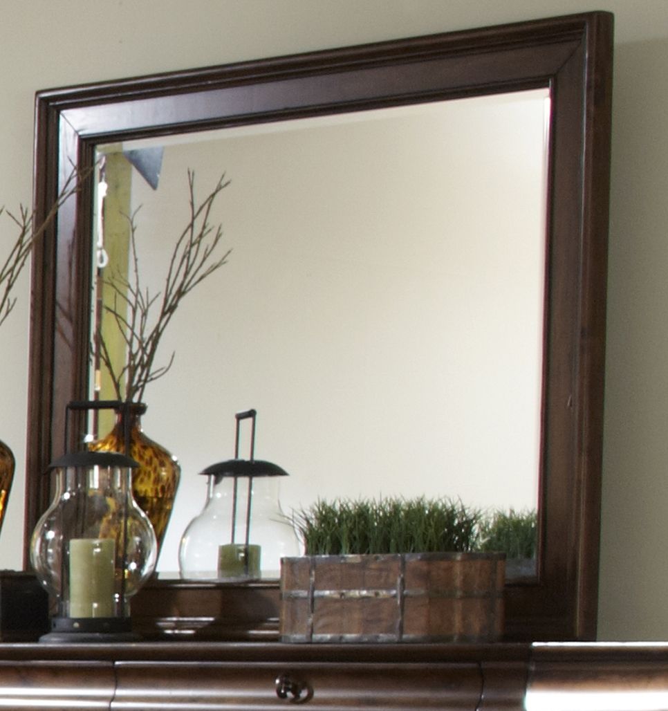 Liberty Furniture Rustic Traditions Landscape Mirror in Rustic Cherry