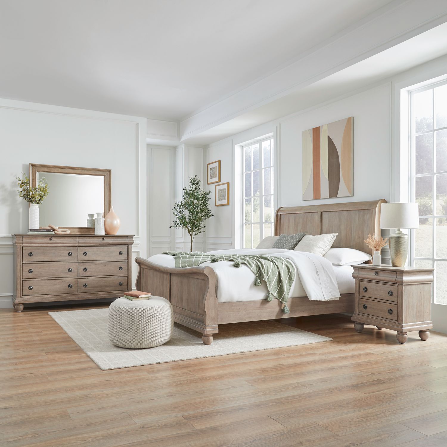 Rustic Traditions Queen Sleigh Bed, Dresser & Mirror, Night Stand image
