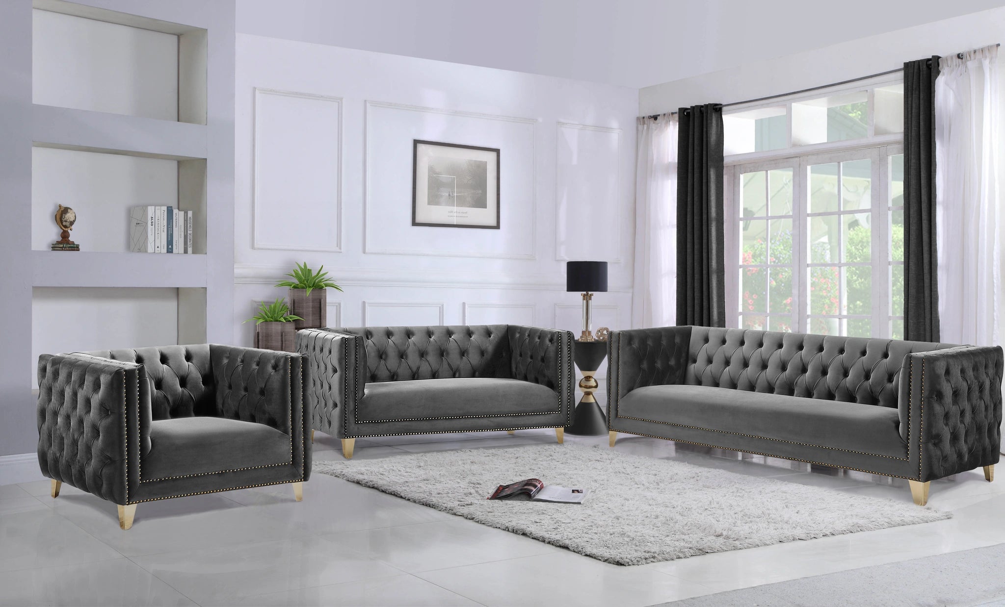 Michelle Grey Velvet Loveseat