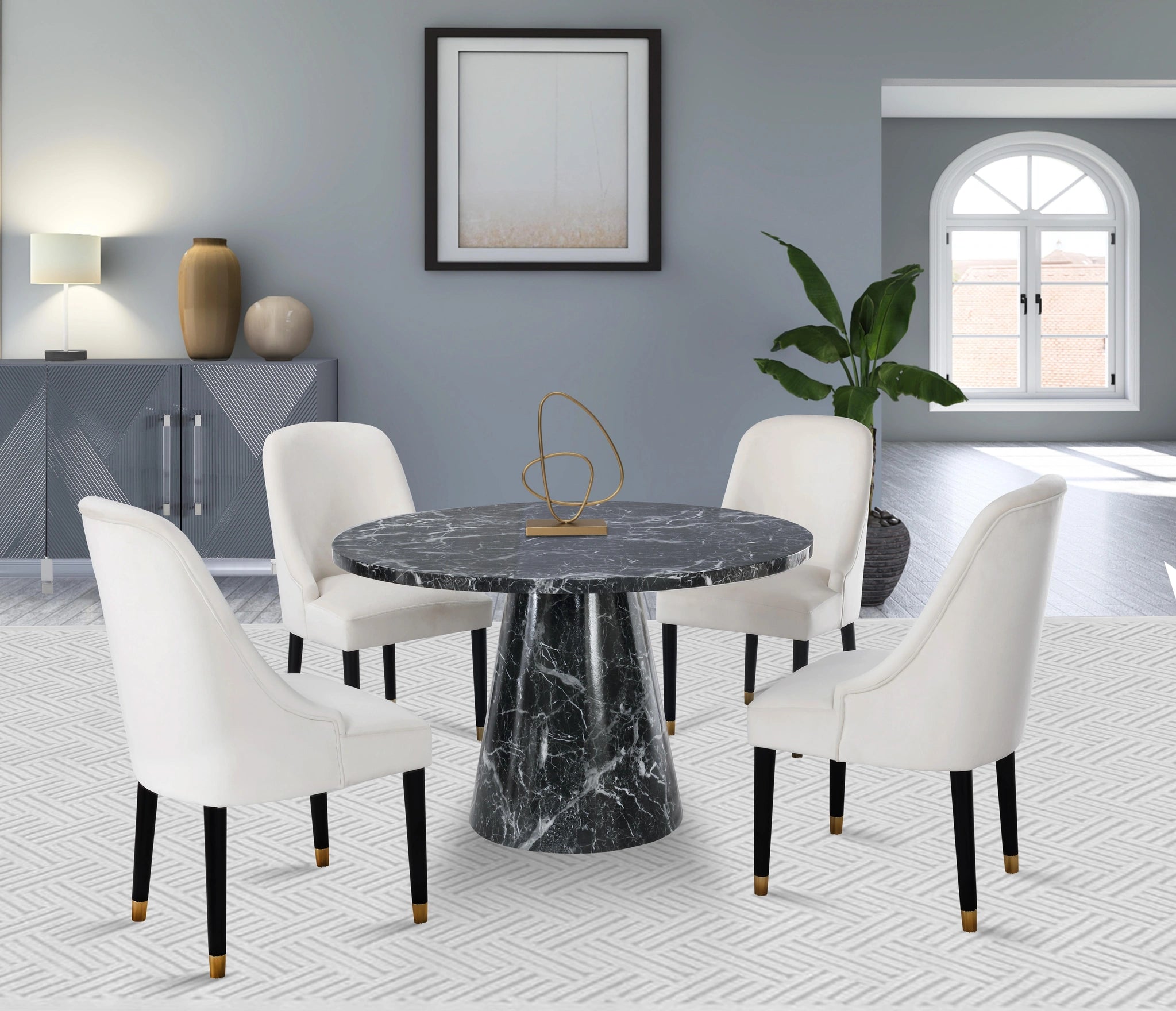 Omni Black Faux Marble Dining Table