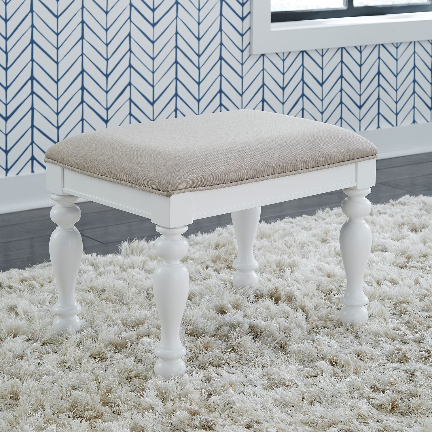Summer House I Vanity Stool in Oyster White image