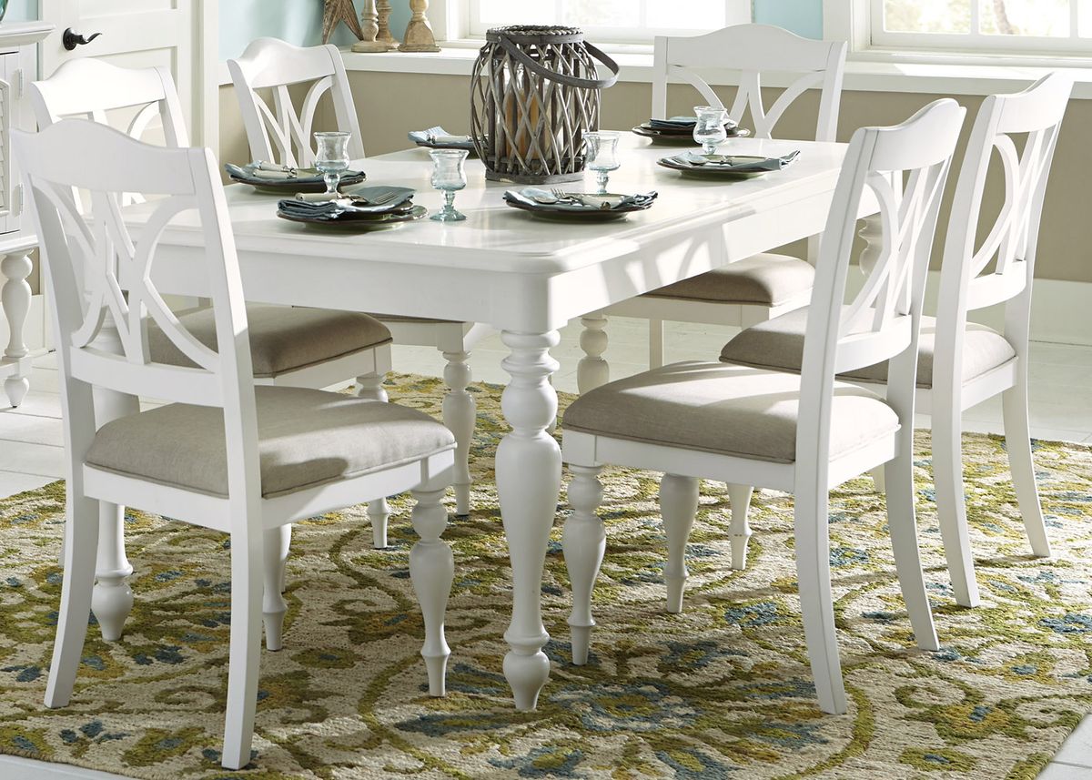 Liberty Furniture Summer House Rectangular Leg Table in Oyster White