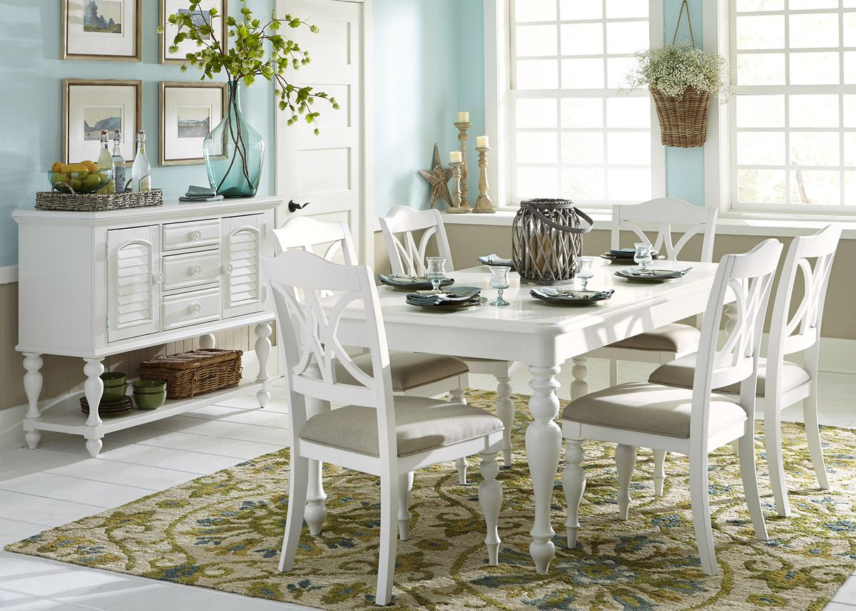 Liberty Furniture Summer House Rectangular Leg Table in Oyster White