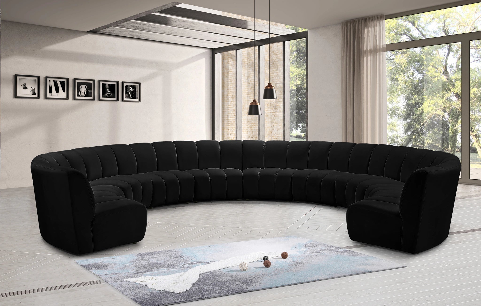 Infinity Black Velvet 10pc. Modular Sectional