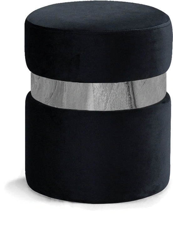 Hailey Black Velvet Ottoman/Stool