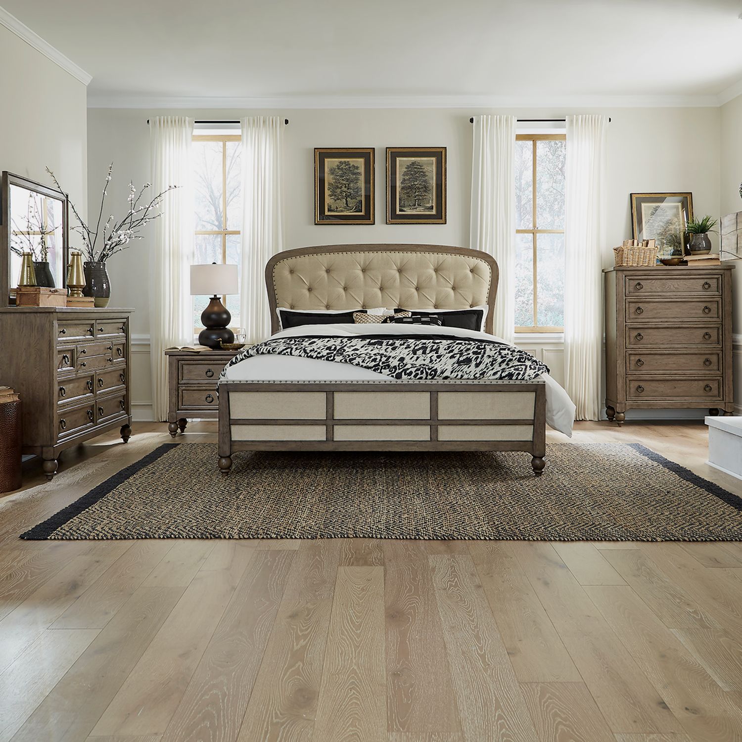 Americana Farmhouse King Shelter Bed, Dresser & Mirror, Chest, Night Stand image