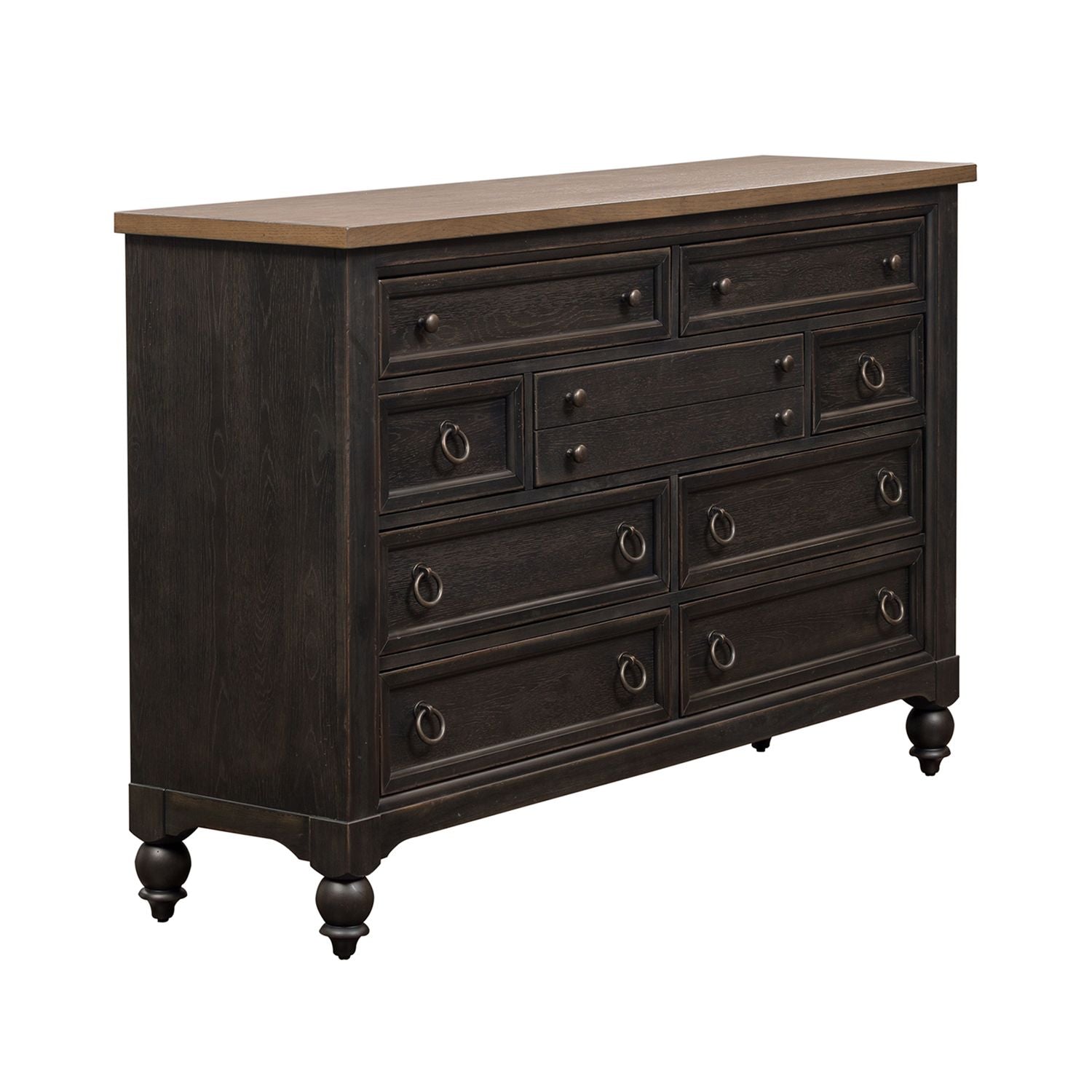 Americana Farmhouse 9 Drawer Dresser in Black - Luxury Home Furniture (MI)