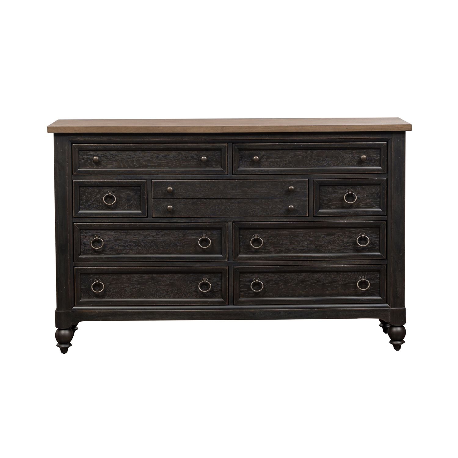 Americana Farmhouse 9 Drawer Dresser in Black - Luxury Home Furniture (MI)