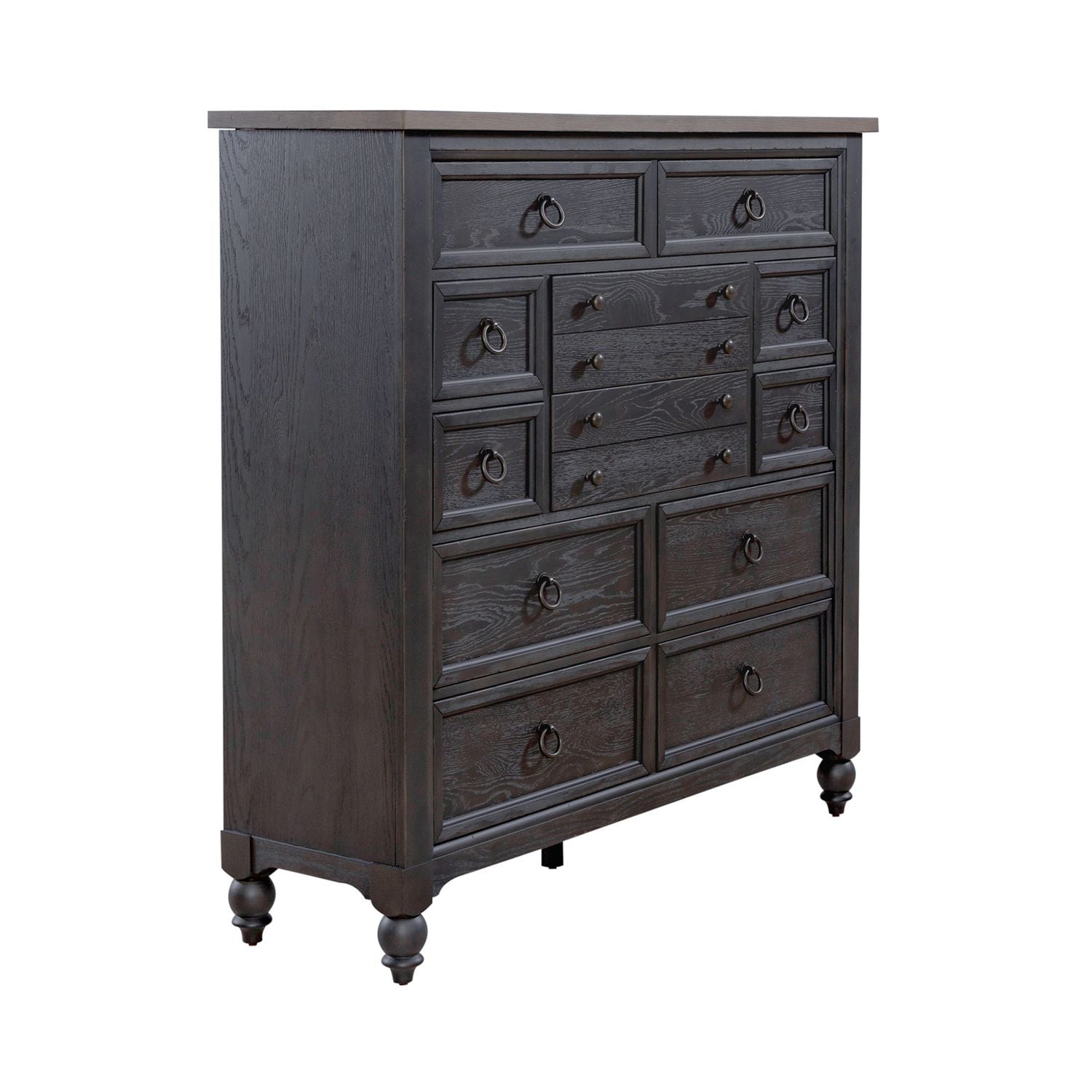 Americana Farmhouse 12 Drawer Chesser in Black - Luxury Home Furniture (MI)