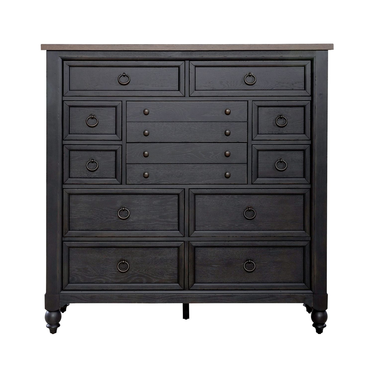 Americana Farmhouse 12 Drawer Chesser in Black - Luxury Home Furniture (MI)