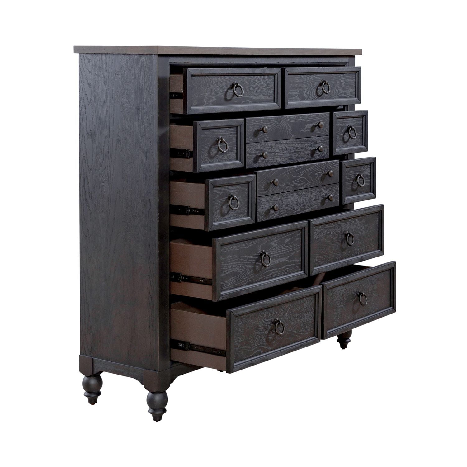 Americana Farmhouse 12 Drawer Chesser in Black - Luxury Home Furniture (MI)