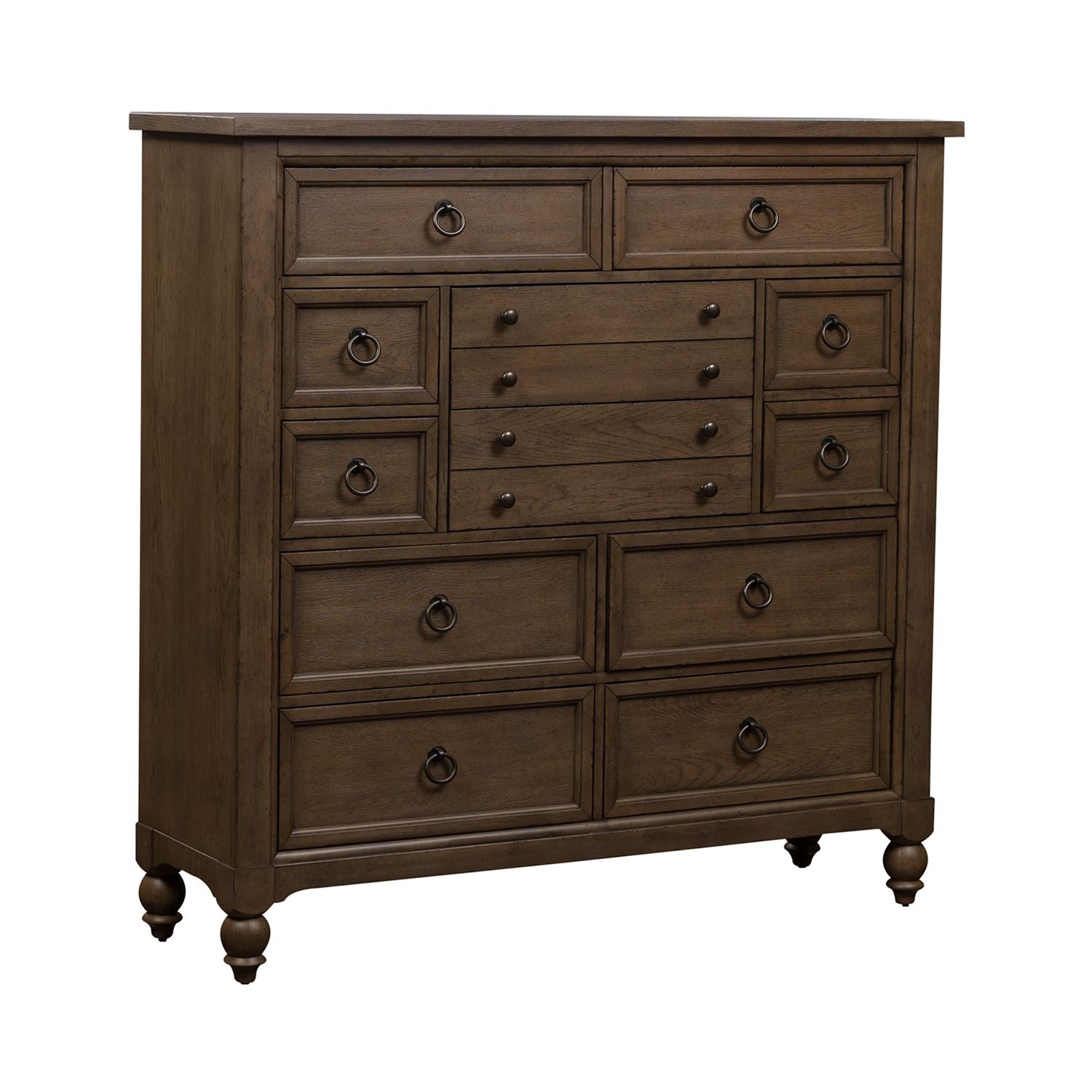 Americana Farmhouse 12 Drawer Chesser in Dusty Taupe and Black - Luxury Home Furniture (MI)