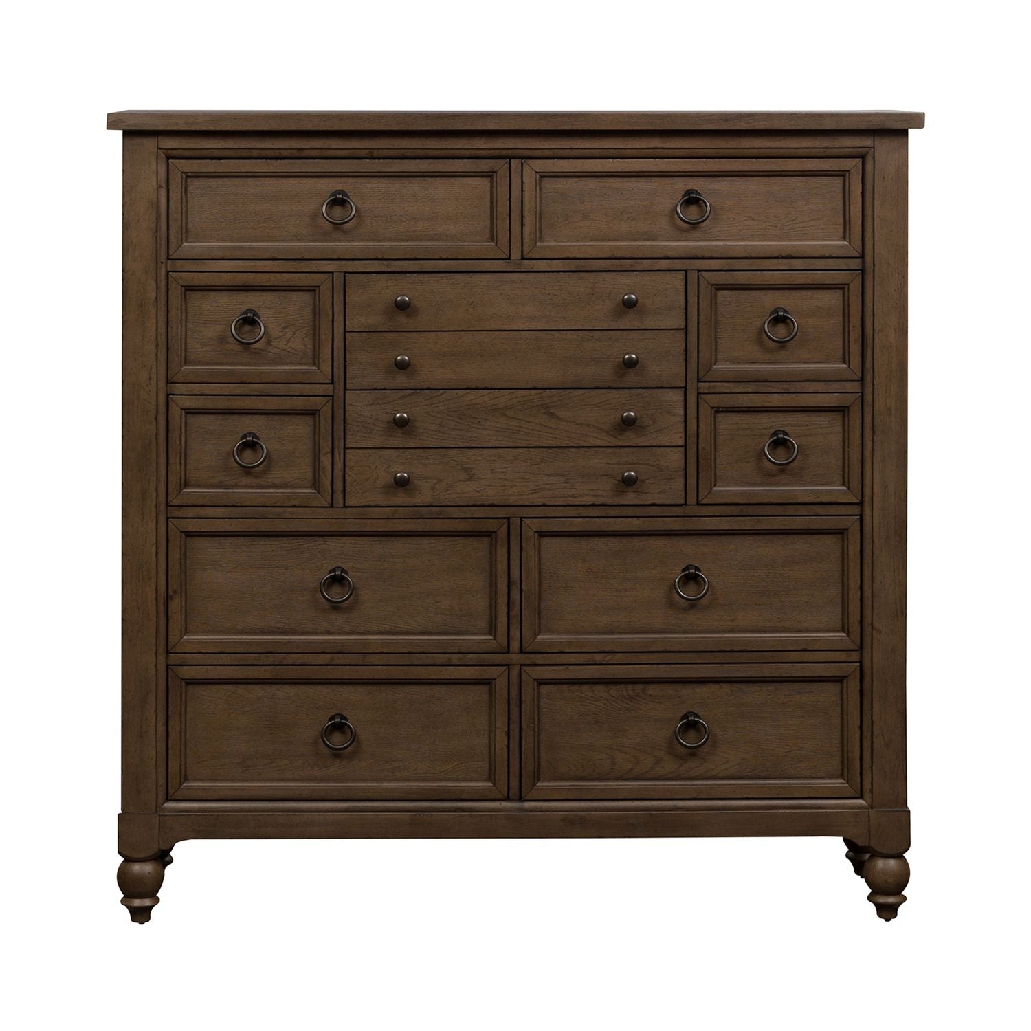 Americana Farmhouse 12 Drawer Chesser in Dusty Taupe and Black - Luxury Home Furniture (MI)