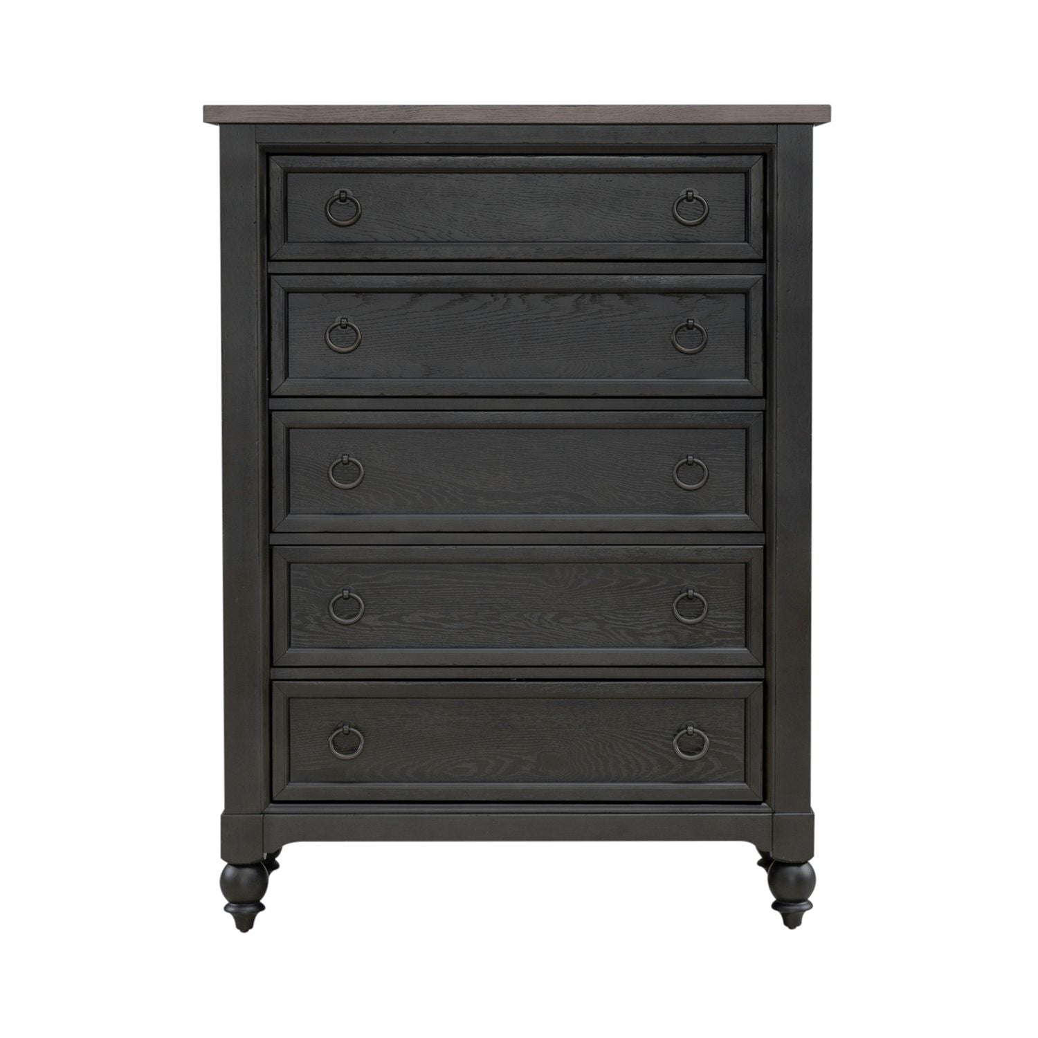 Americana Farmhouse 5 Drawer Chest in Black - Luxury Home Furniture (MI)