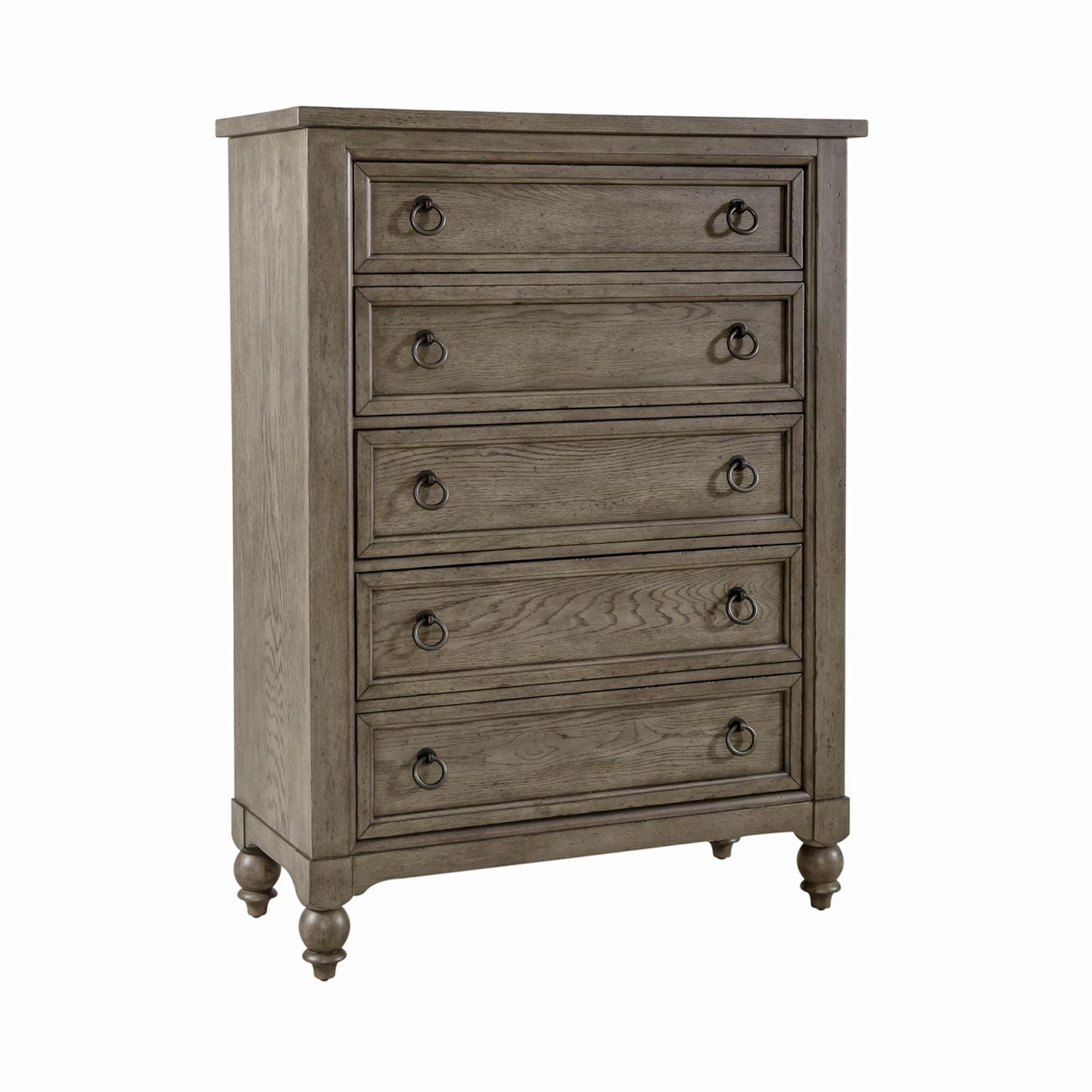 Americana Farmhouse 5 Drawer Chest in Dusty Taupe and Black - Luxury Home Furniture (MI)
