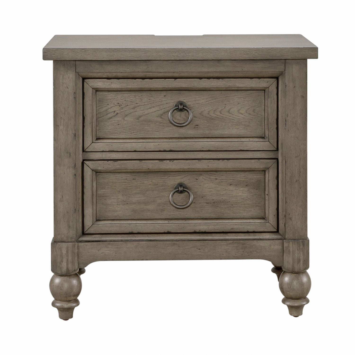 Americana Farmhouse 2 Drawer Nightstand in Dusty Taupe and Black - Luxury Home Furniture (MI)