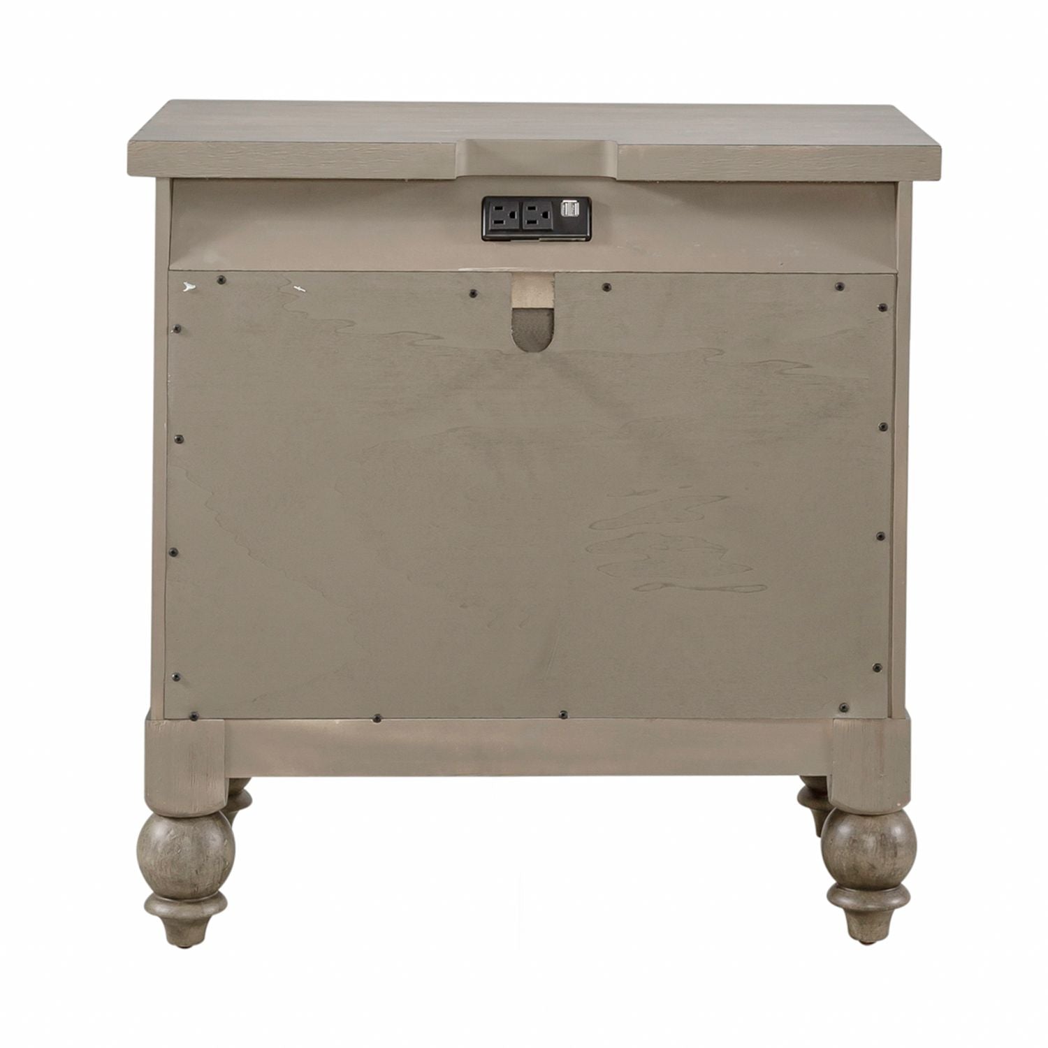 Americana Farmhouse 2 Drawer Nightstand in Dusty Taupe and Black - Luxury Home Furniture (MI)