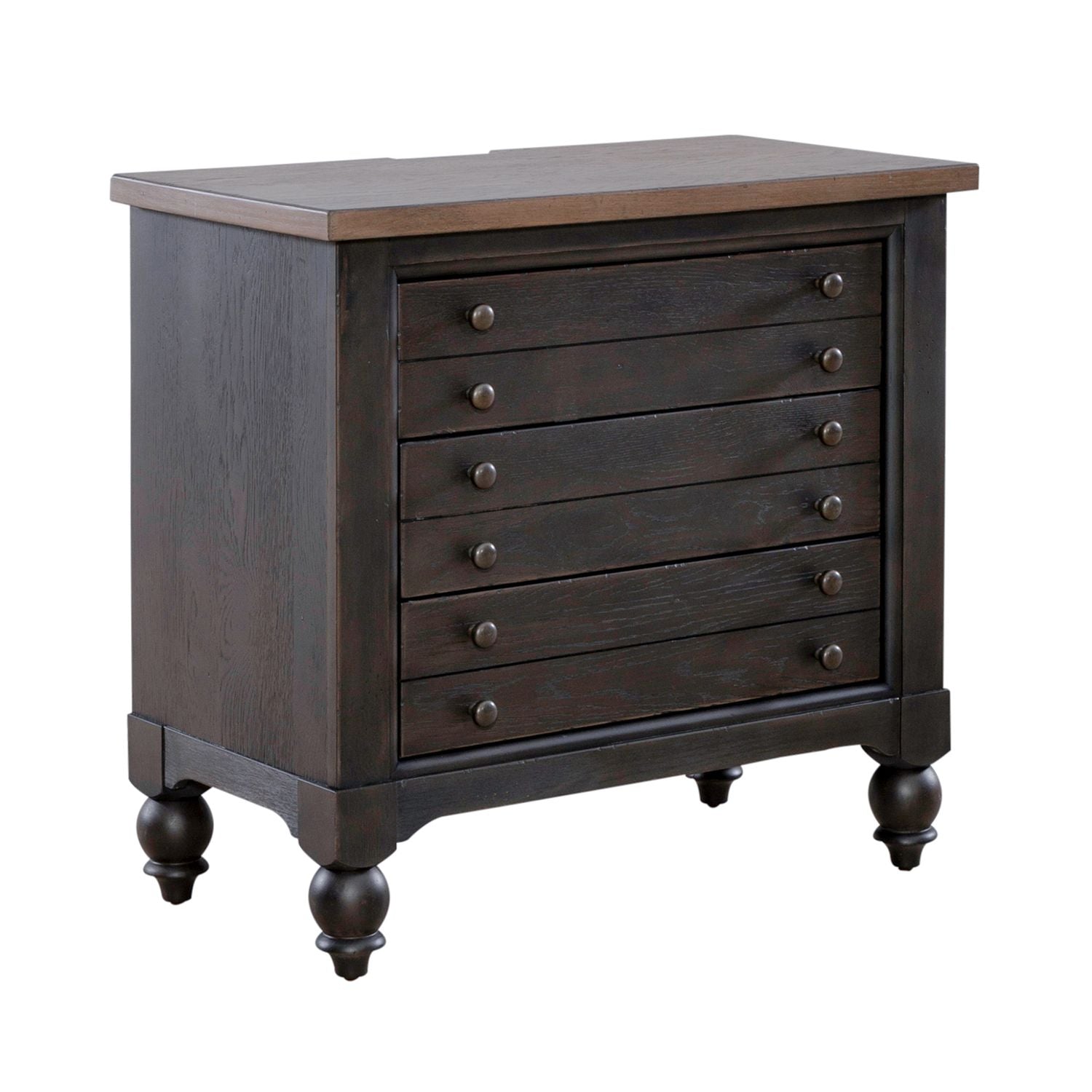 Americana Farmhouse 6 Drawer Bedside Chest in Black - Luxury Home Furniture (MI)