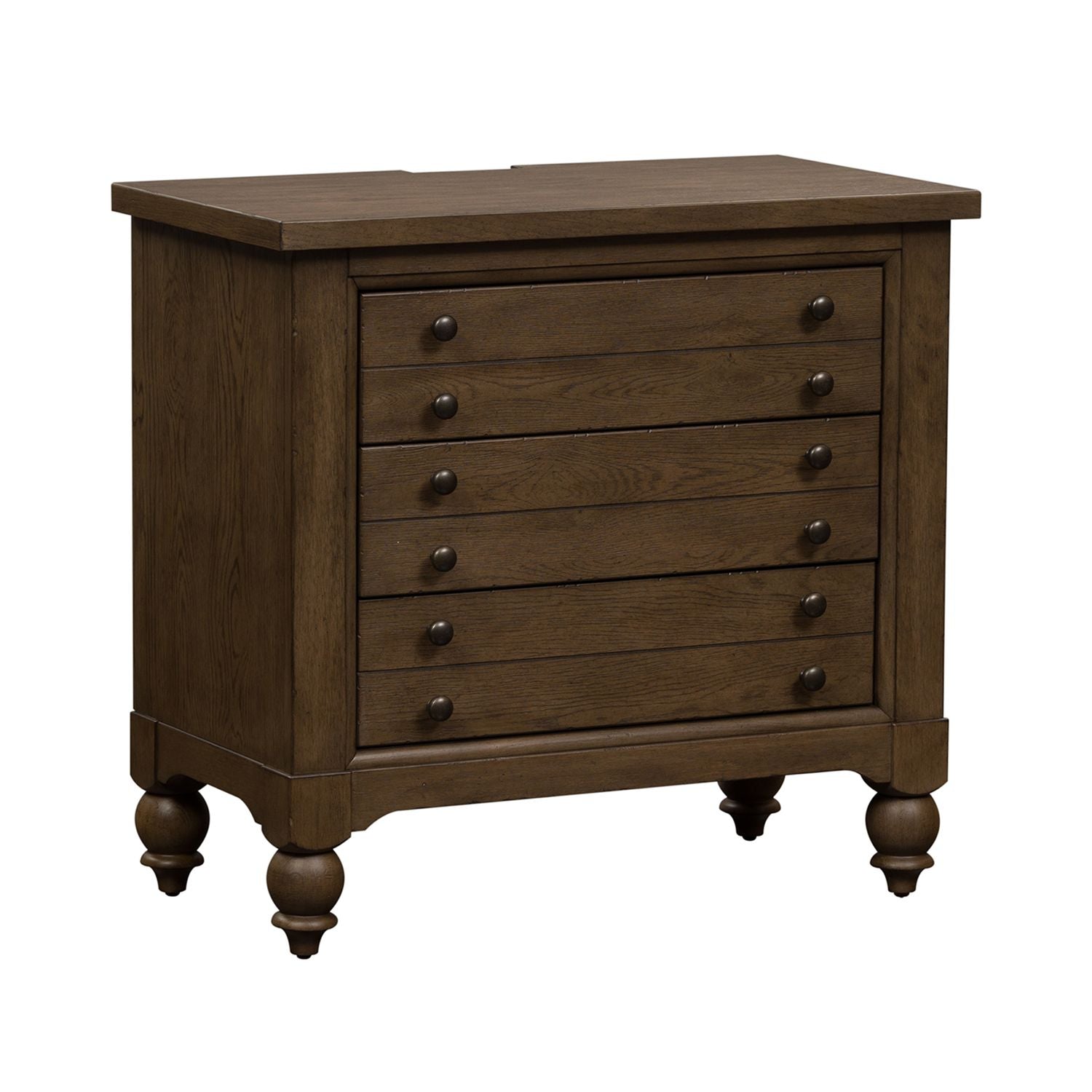 Americana Farmhouse 6 Drawer Bedside Chest in Dusty Taupe and Black - Luxury Home Furniture (MI)