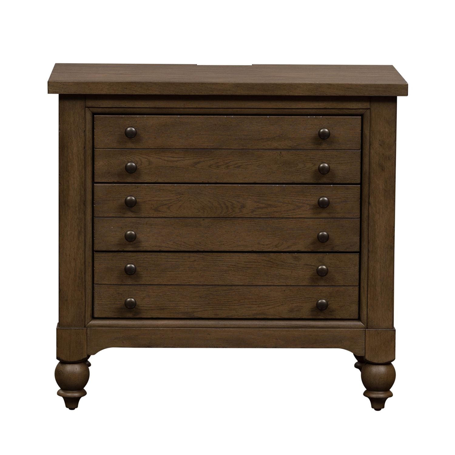 Americana Farmhouse 6 Drawer Bedside Chest in Dusty Taupe and Black - Luxury Home Furniture (MI)