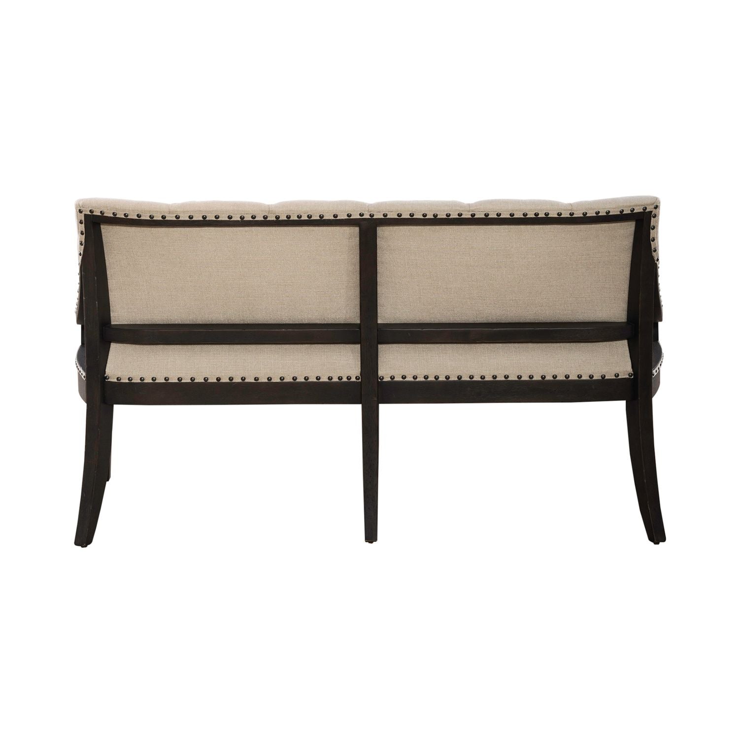 Americana Farmhouse Uph Shelter Dining Bench in Dusty Taupe & Black