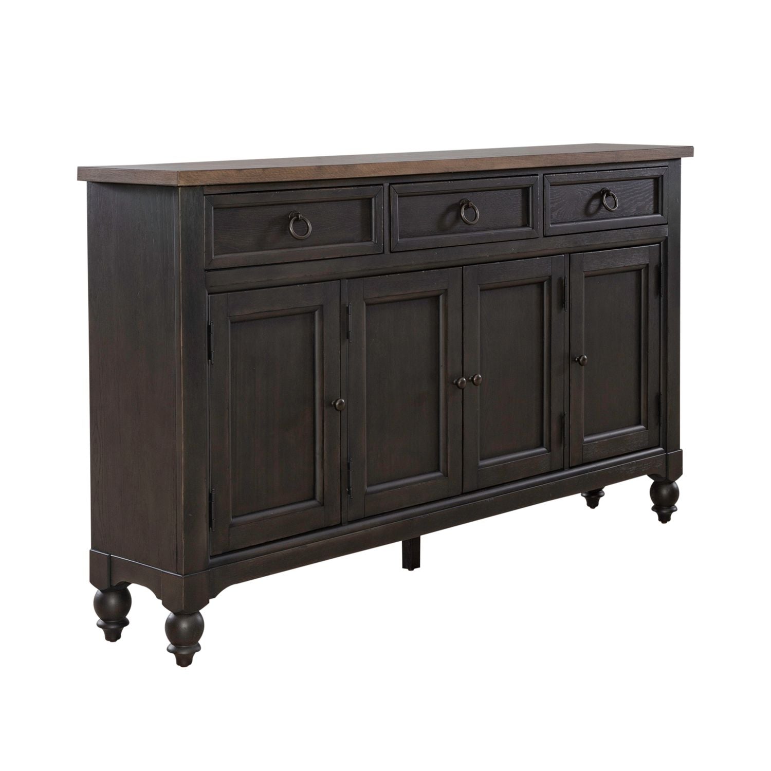 Americana Farmhouse Hall Buffet in Dusty Taupe & Black - Luxury Home Furniture (MI)