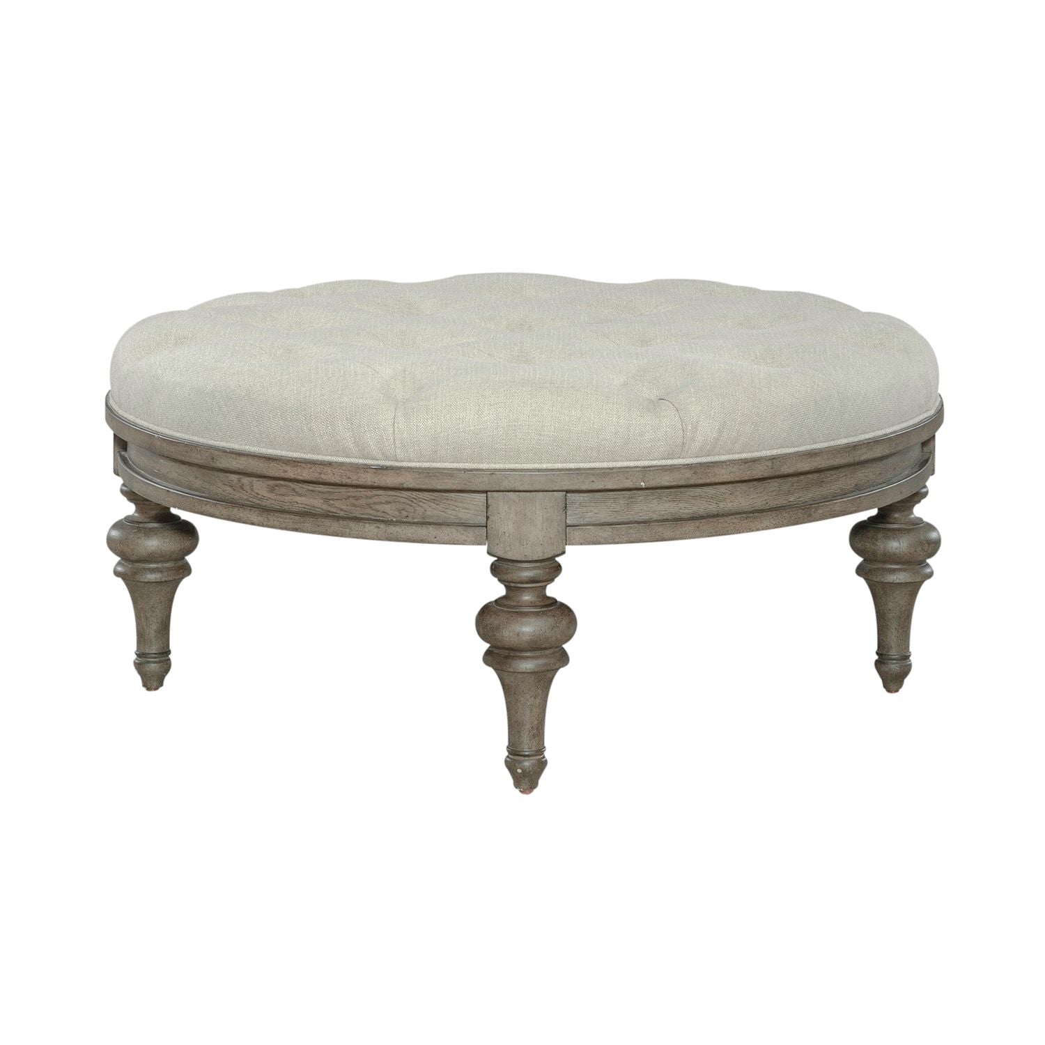 Americana Farmhouse Round Cocktail Ottoman in Dusty Taupe - Luxury Home Furniture (MI)
