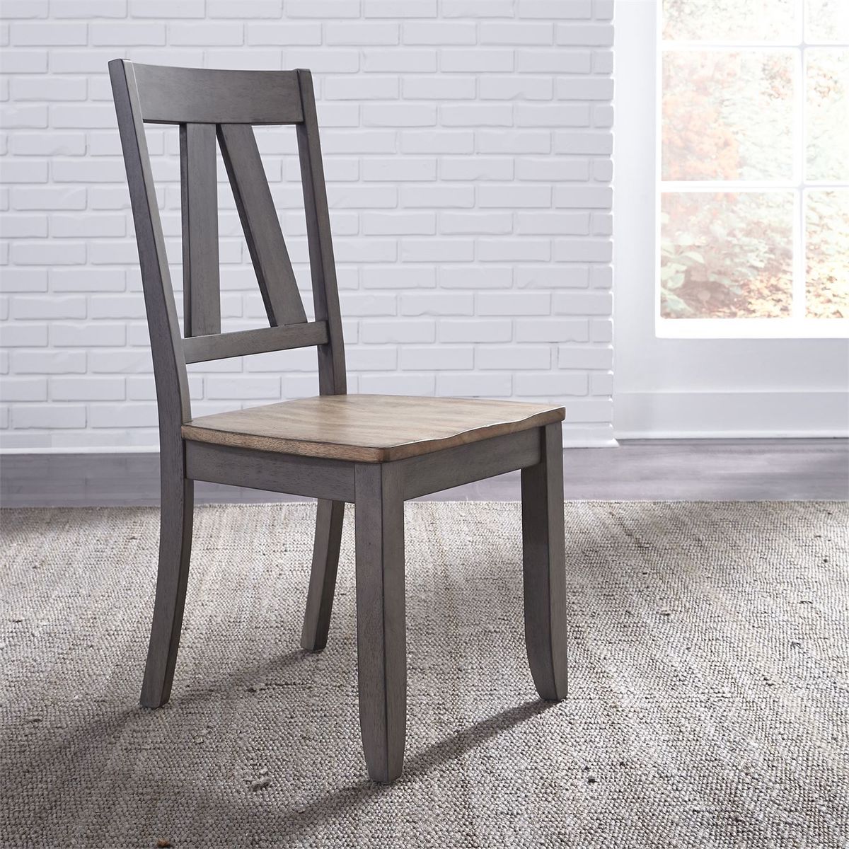 Liberty Furniture Lindsey Farm Splat Back Side Chair (RTA) in Gray and Sandstone (Set of 2)
