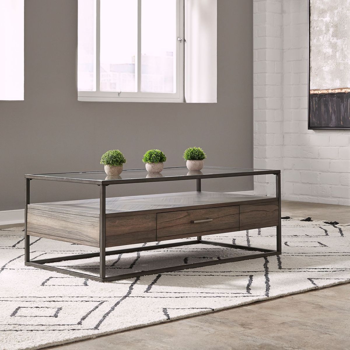 Liberty Furniture Jamestown Rectangular Cocktail Table in Brown