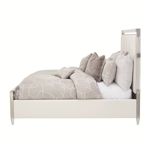AICO Furniture Penthouse King Upholstered Platform Bed in Ash Gray - Luxury Home Furniture (MI)