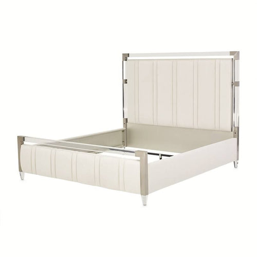 AICO Furniture Penthouse King Upholstered Platform Bed in Ash Gray - Luxury Home Furniture (MI)