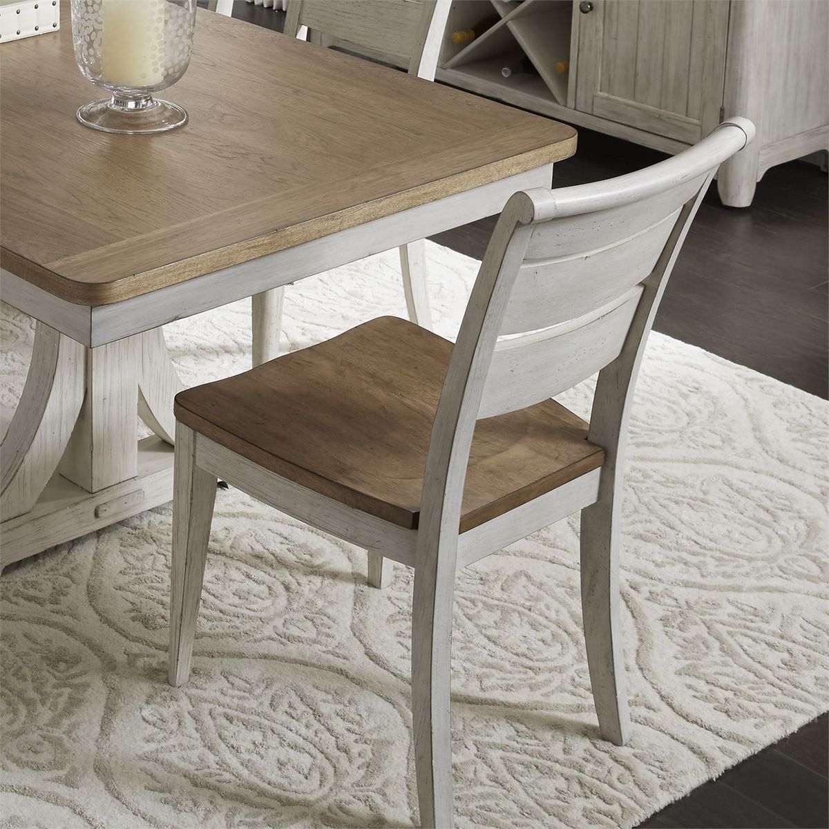 Liberty Furniture Farmhouse Reimagined Ladder Back Side Chair (RTA) in Antique White (Set of 2) - Luxury Home Furniture (MI)