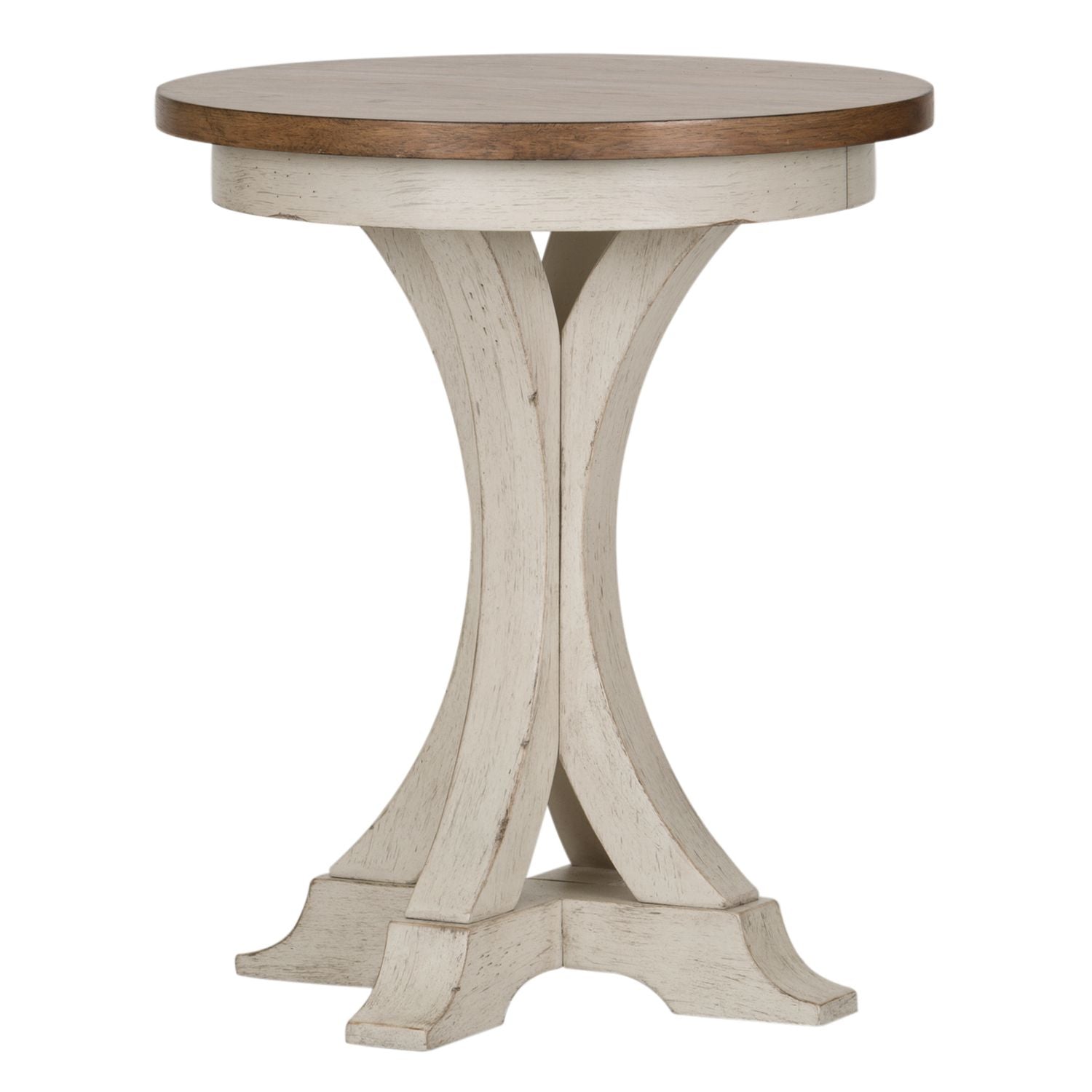 Farmhouse Reimagined Round Chair Side Table in Antique White - Luxury Home Furniture (MI)