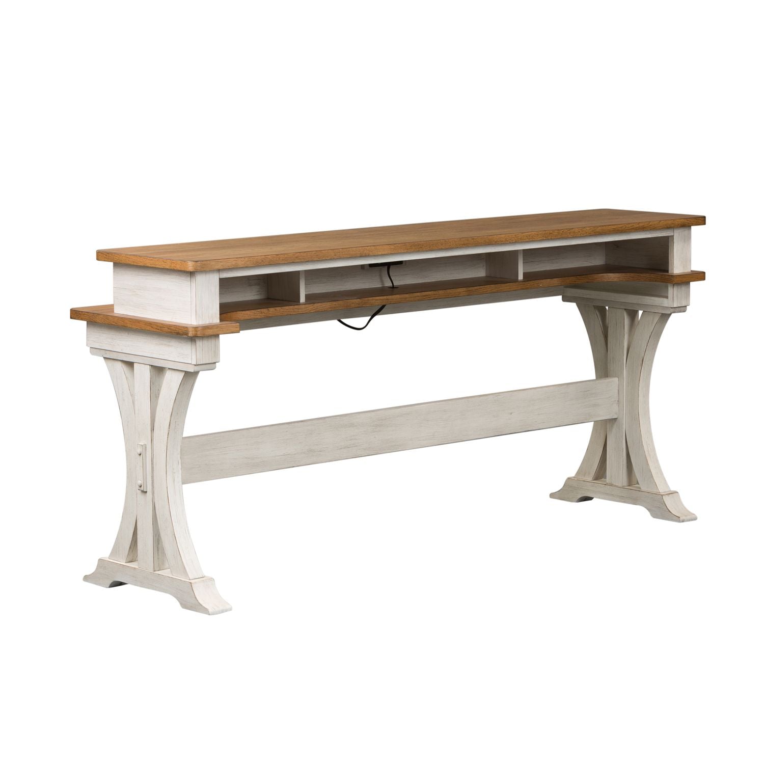 Farmhouse Reimagined Console Bar Table in Antique White - Luxury Home Furniture (MI)