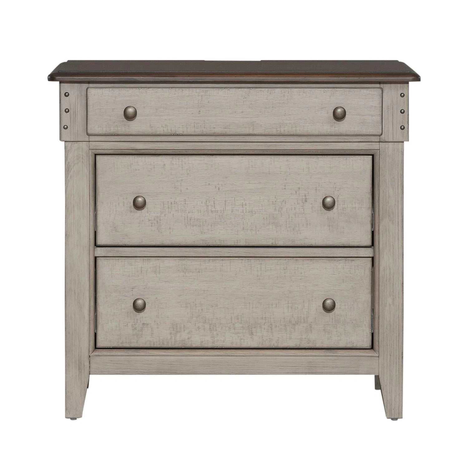 Ivy Hollow 3 Drawer Bedside Chest w/ Charging Station in Weathered Linen image