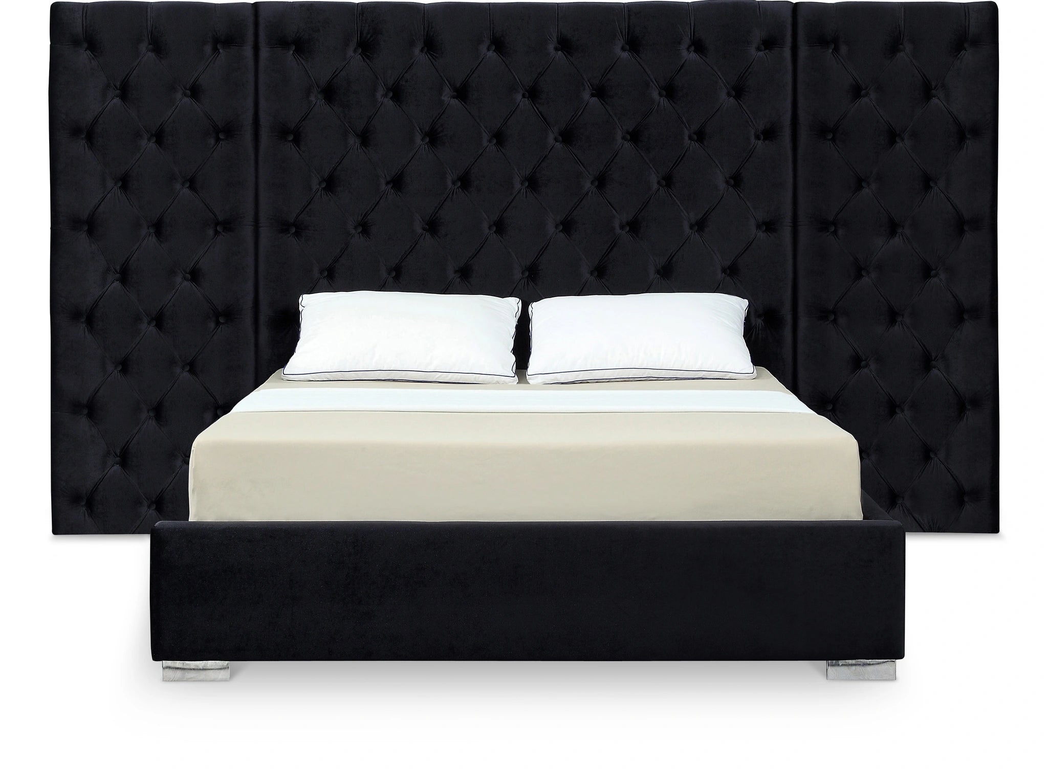 Grande Black Velvet King Bed (3 Boxes)