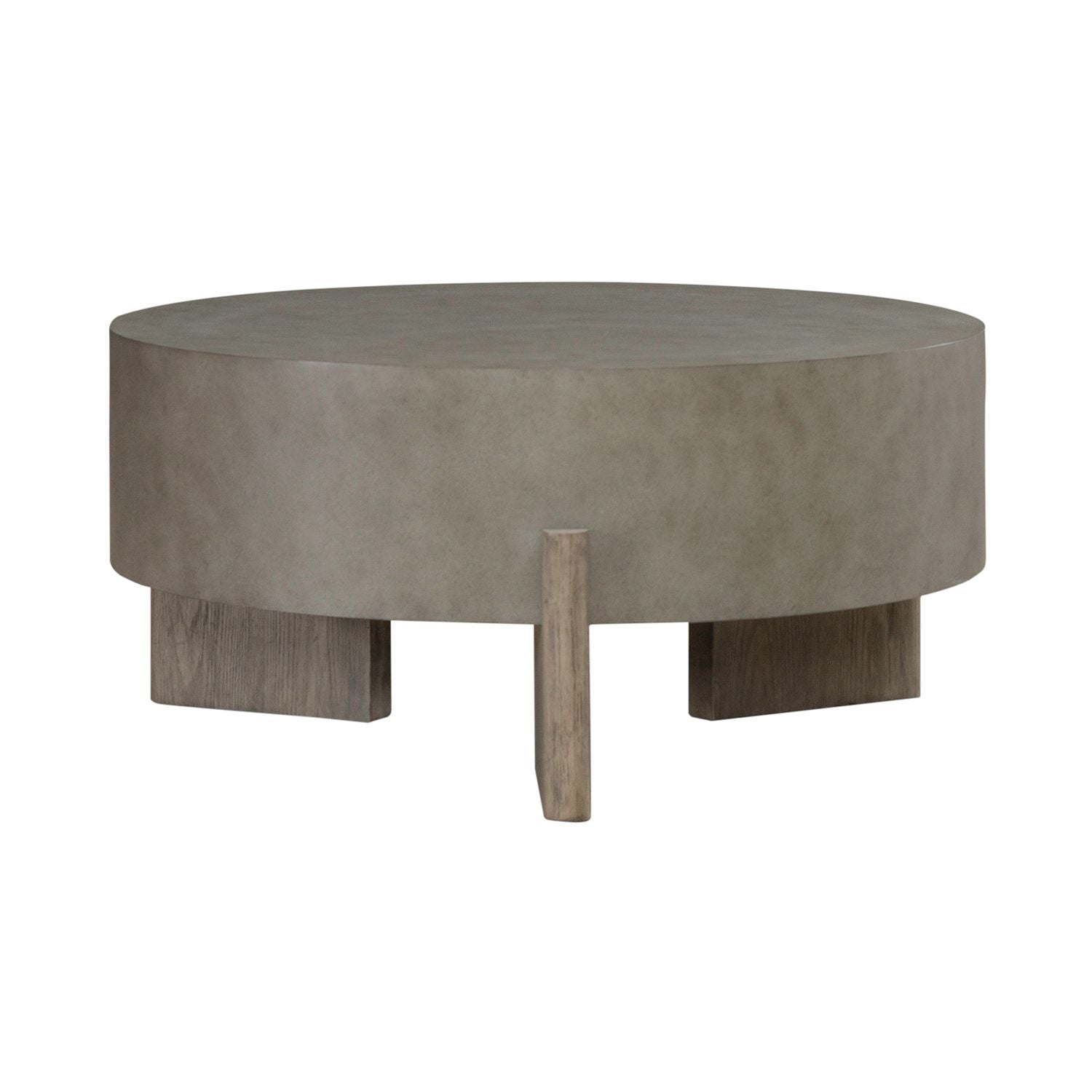 Affinity Round Cocktail Table in Dusty Taupe with Concrete Top - Luxury Home Furniture (MI)