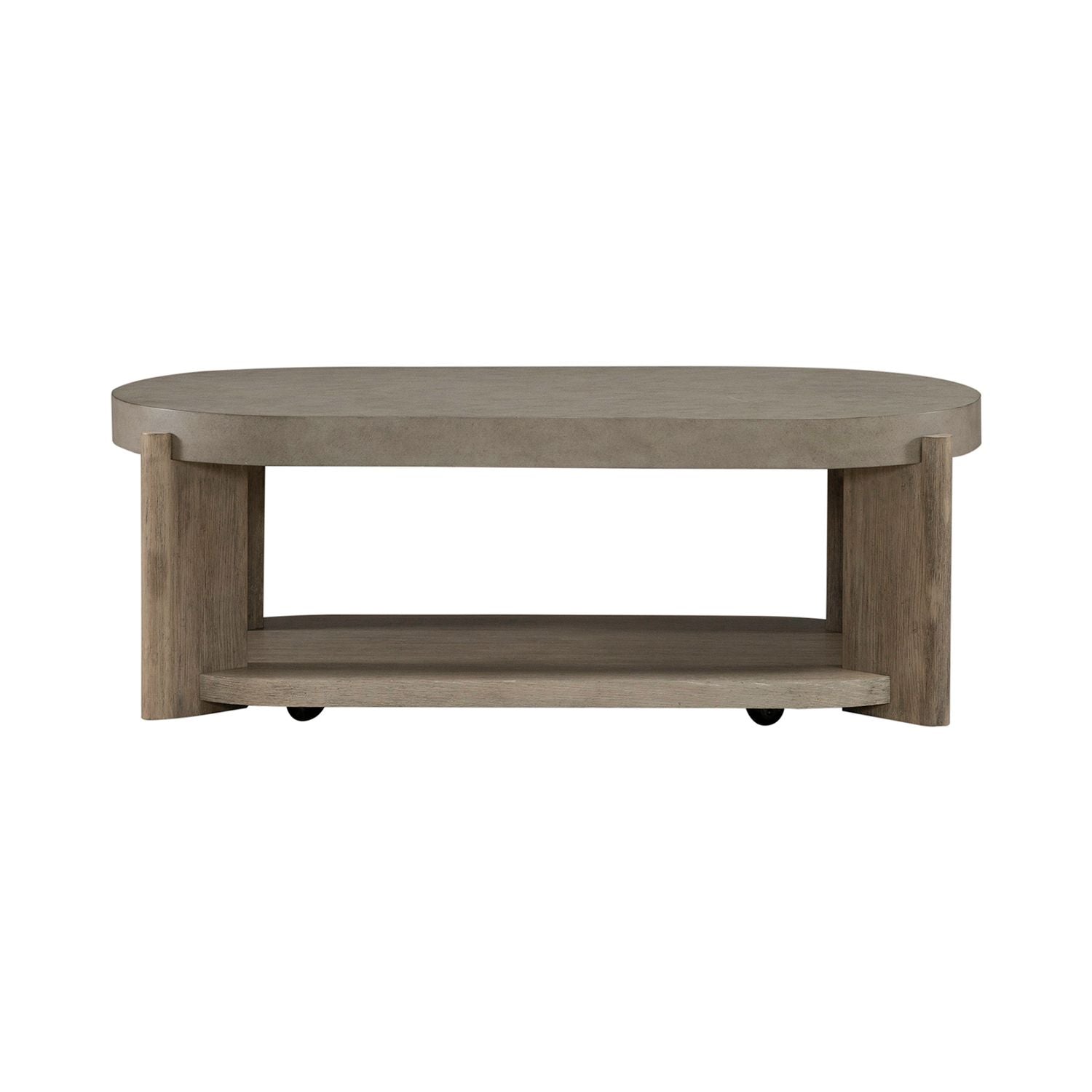 Affinity Oval Cocktail Table in Dusty Taupe with Concrete Top