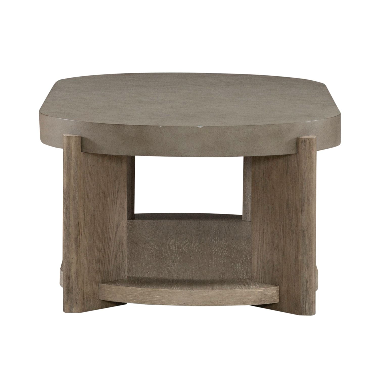 Affinity Oval Cocktail Table in Dusty Taupe with Concrete Top