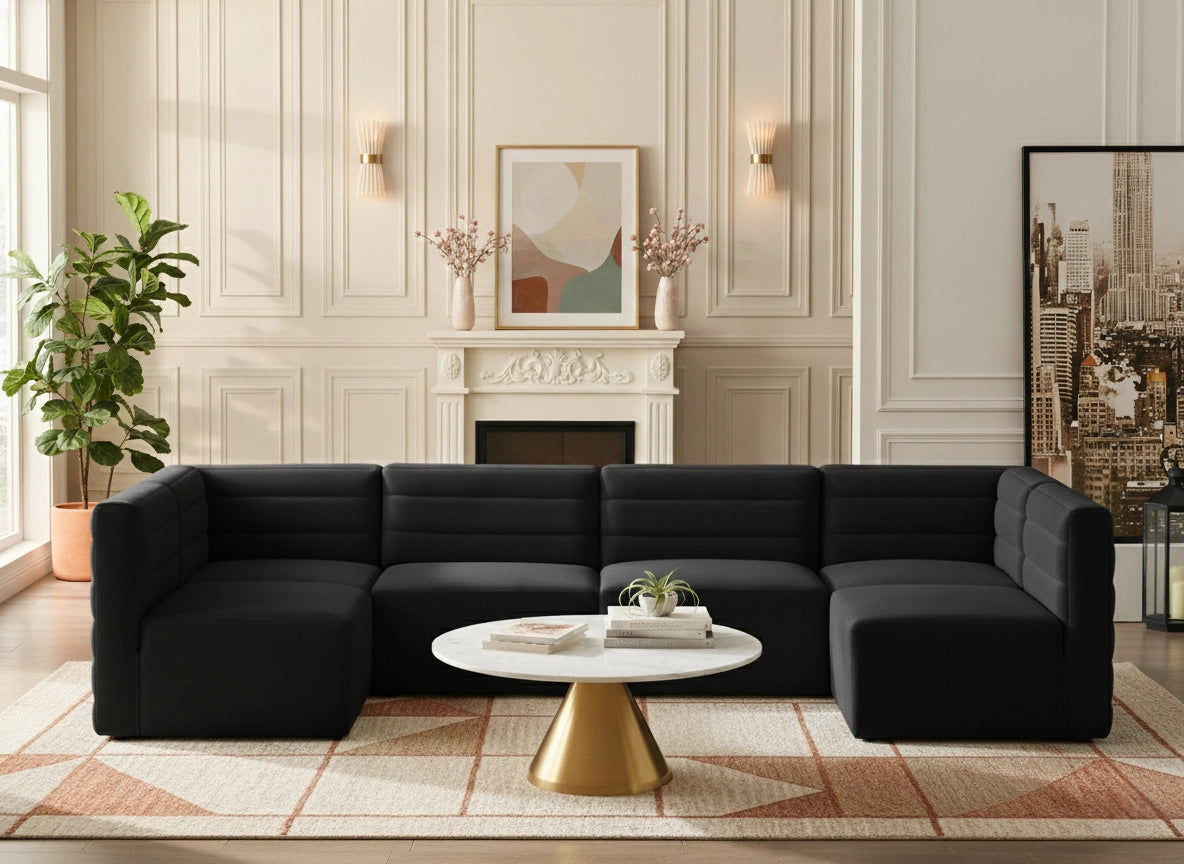 Quincy Black Velvet Modular Sectional