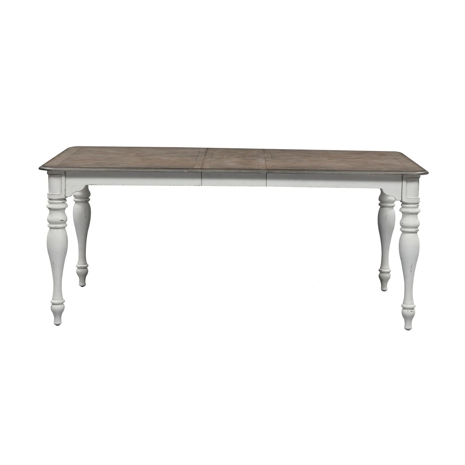 Magnolia Manor Leg Table in Antique White Base w/ Weathered Bark Tops image